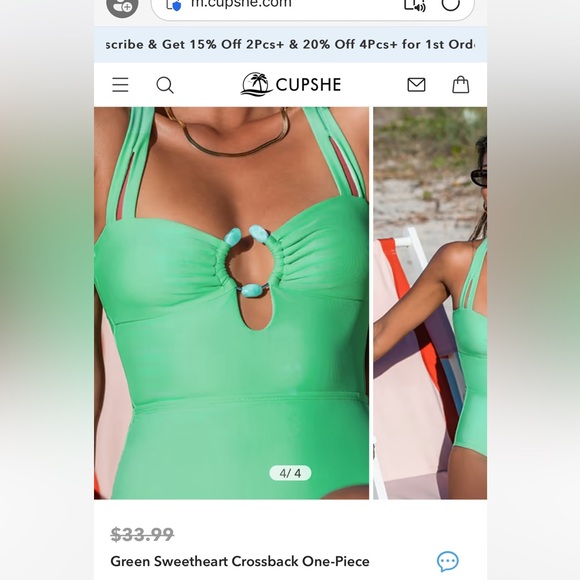 Green sweetheart swimsuit one piece - Picture 5 of 13